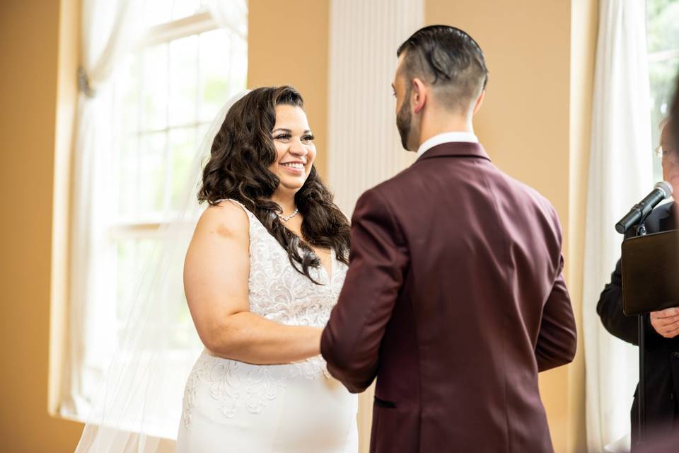 Bride enjoying ceremony