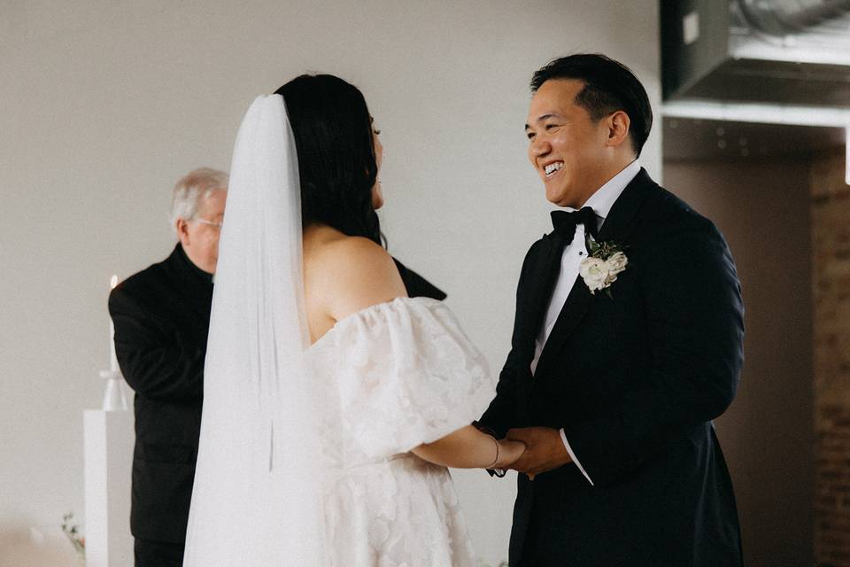 Groom smiling big