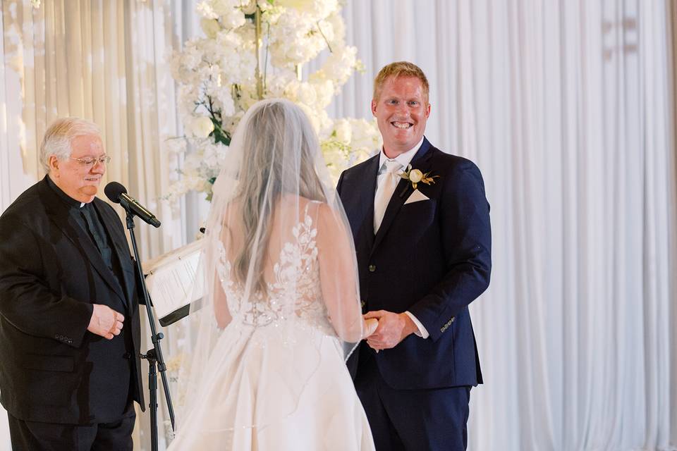 Groom enjoying ceremony