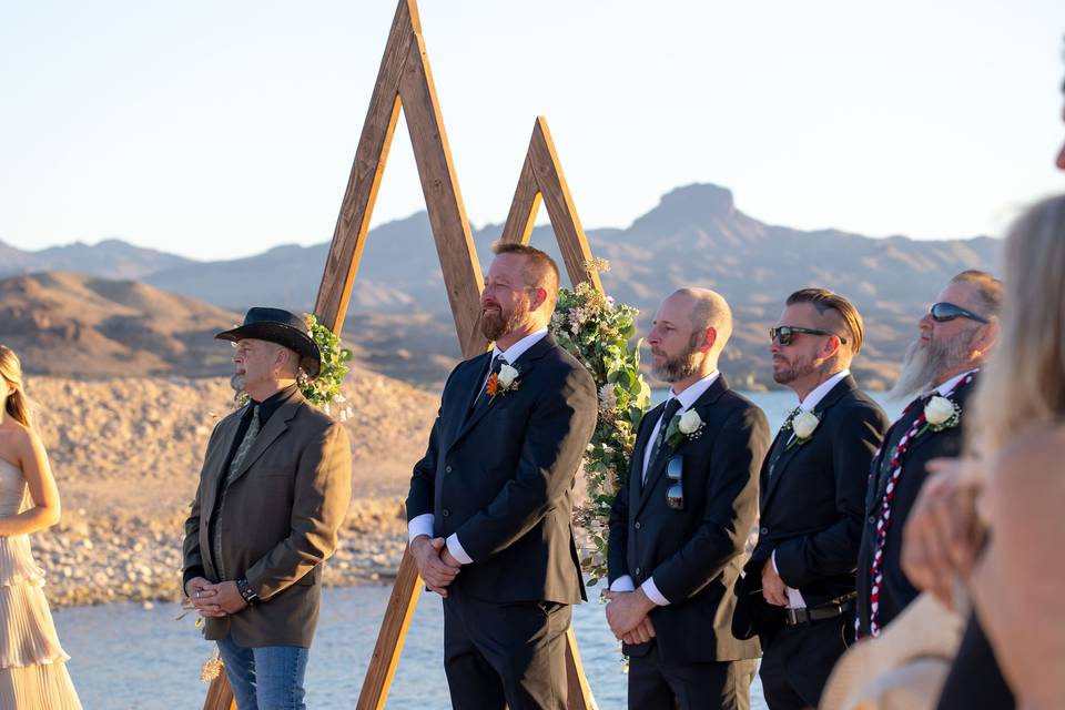 Beach wedding ceremony