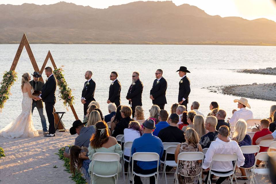 Beach wedding ceremony