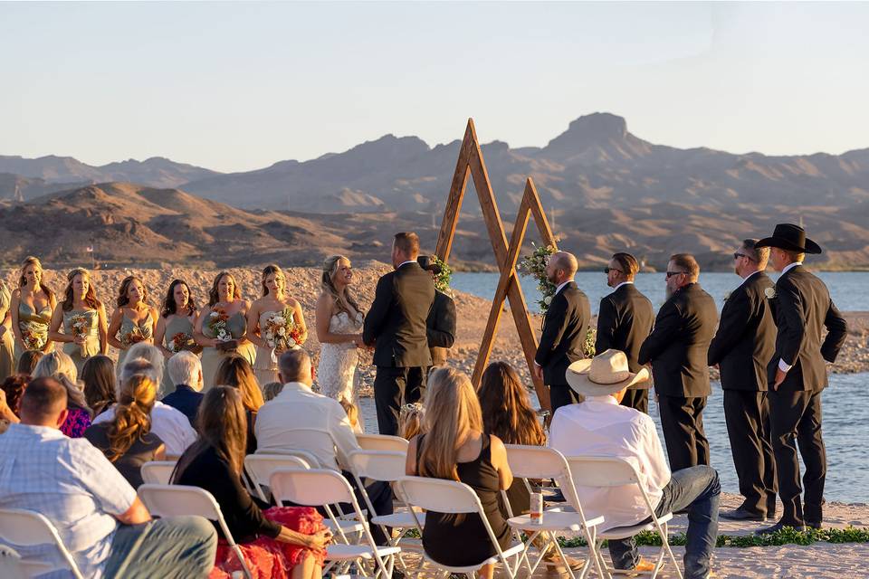 Beach wedding ceremony