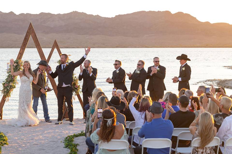 Beach wedding ceremony