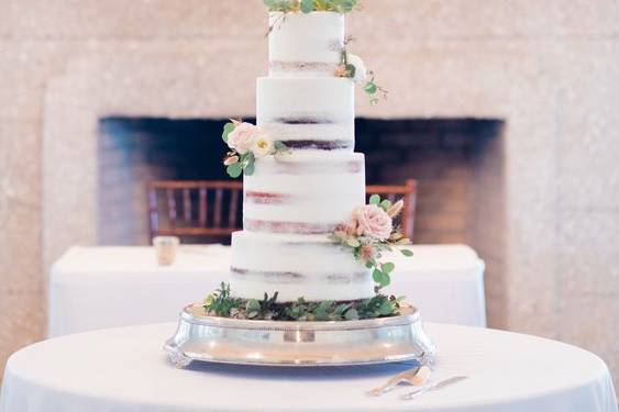 Three tier naked wedding cake