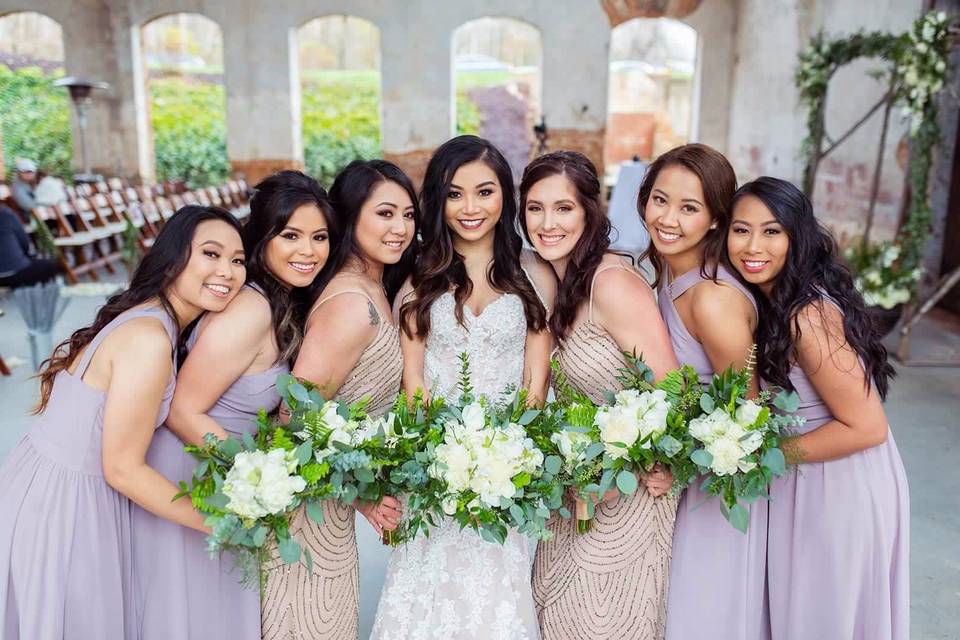 Bride and bridesmaids