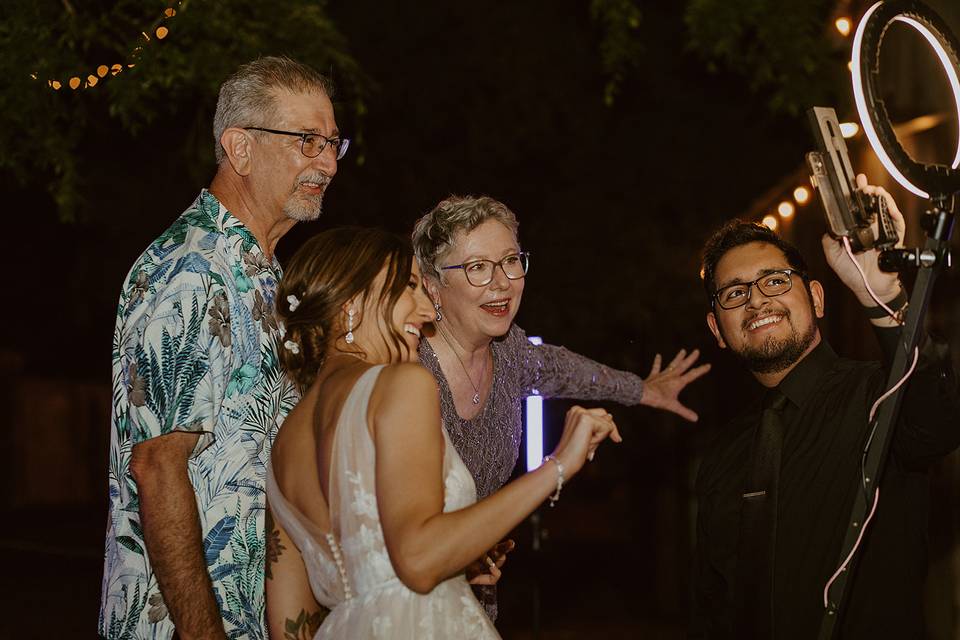 The bride's parents loving it!