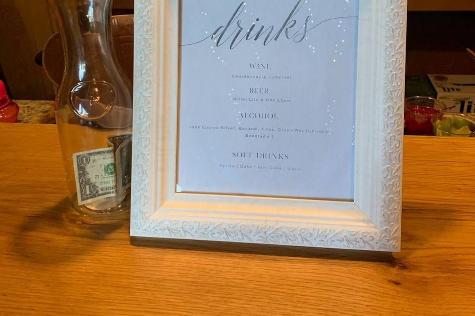 Bar menu