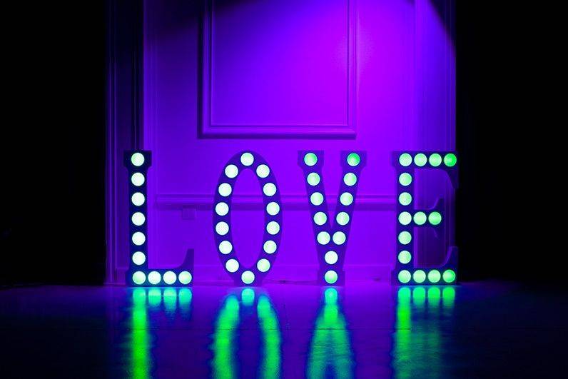 Large LED love letters