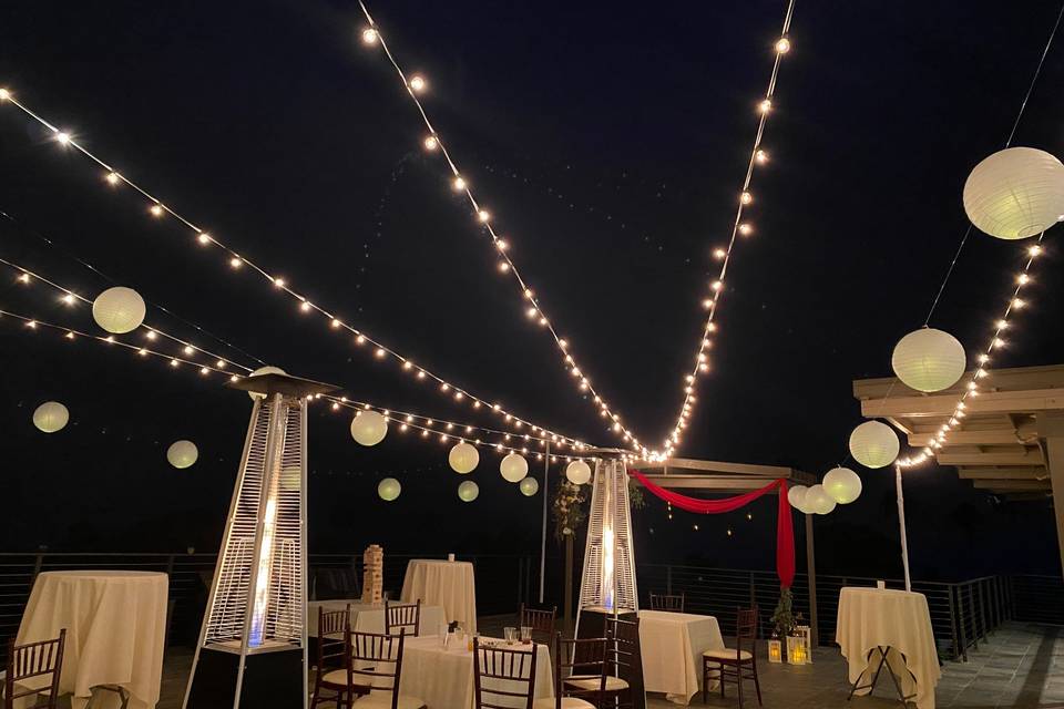 Bistro lighting with lanterns