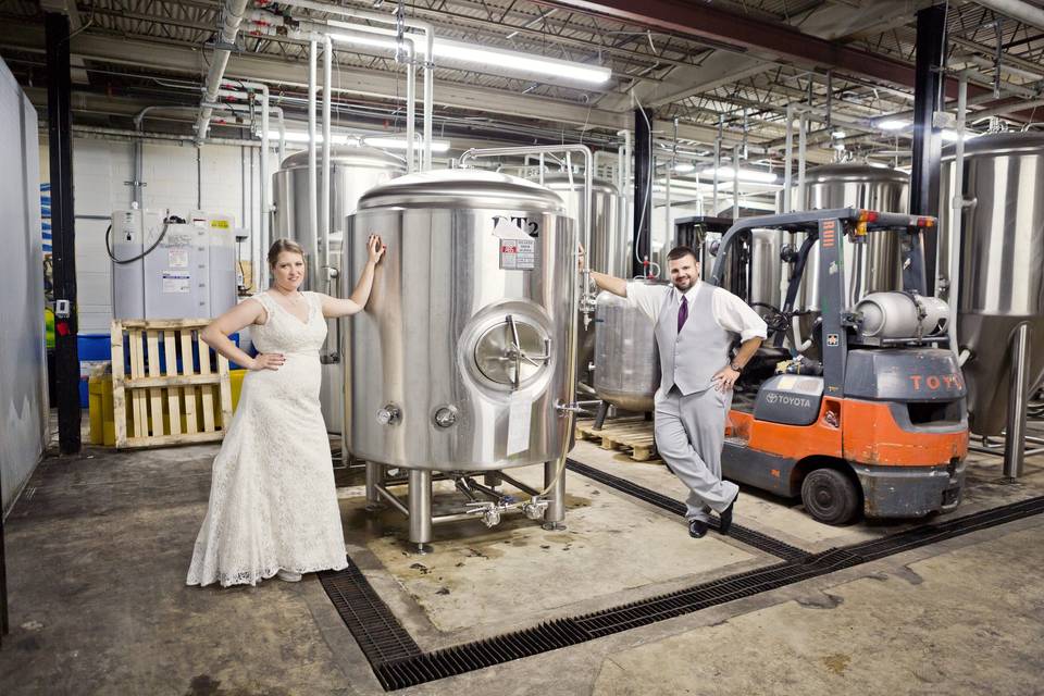 Wedding portrait brewery