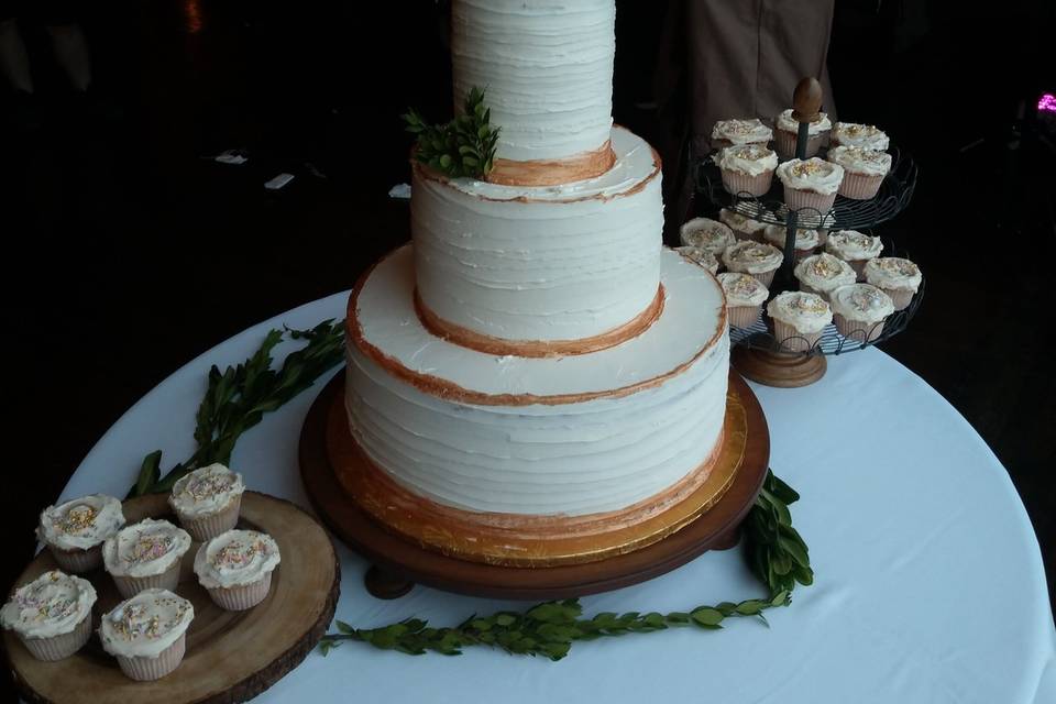 Lemon olive oil cake with french lemon curd and vanilla swiss meringue buttercream and gluten free vanilla chiffon cake with blackberry compote and swiss meringue buttercream