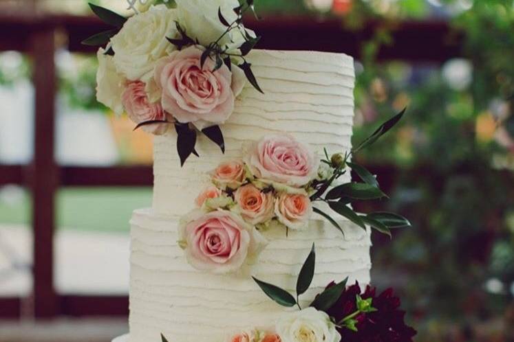 Three-tier textured cake