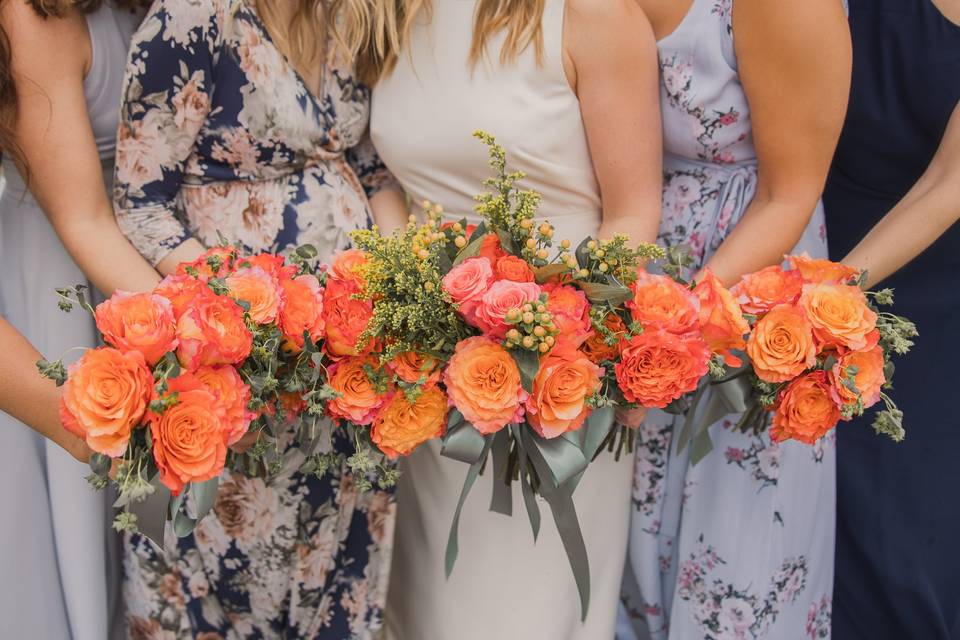 Bride and bridesmaids bouquets