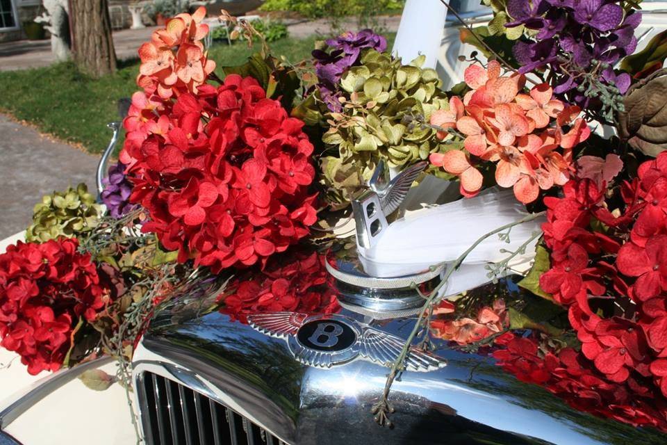 Bridal car with flowers