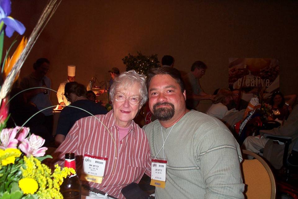 2002 The Ann my inspiration, mentor and mom celebrating together after my first competition against her and 87 other confectionery artists. I received the only award given first place and best of show! Thank you mom!