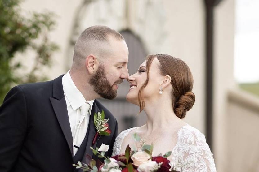 Long hair wedding style.