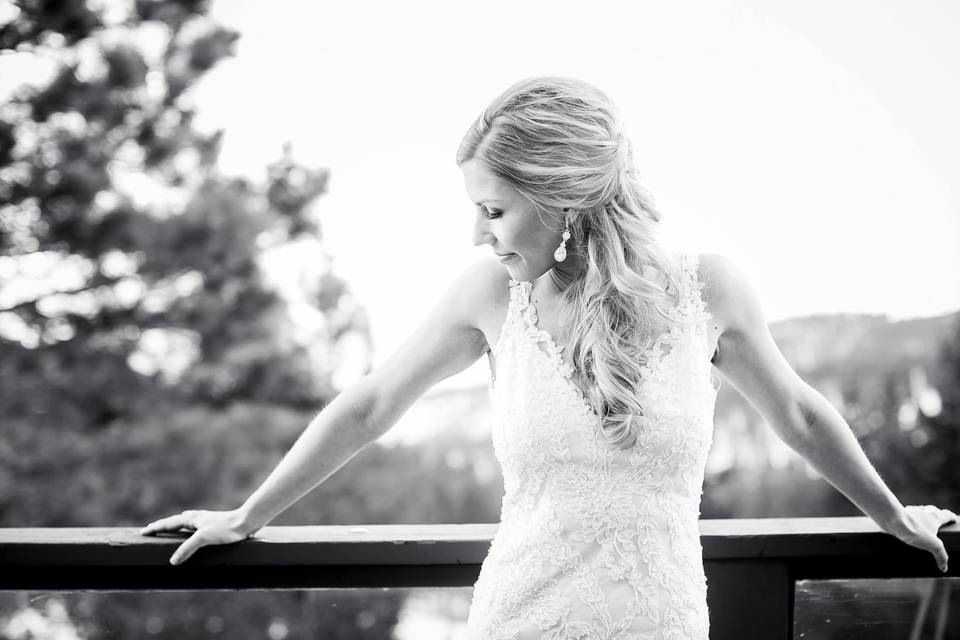 Bride Posing on Deck at Tannen