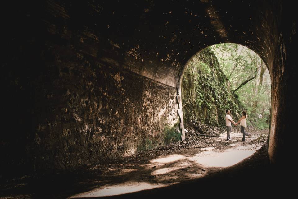 Nature Engagement Shoots in Quebradillas, Puerto Rico. The black tunnel they call it, I love adventorous couples engagement shoots.