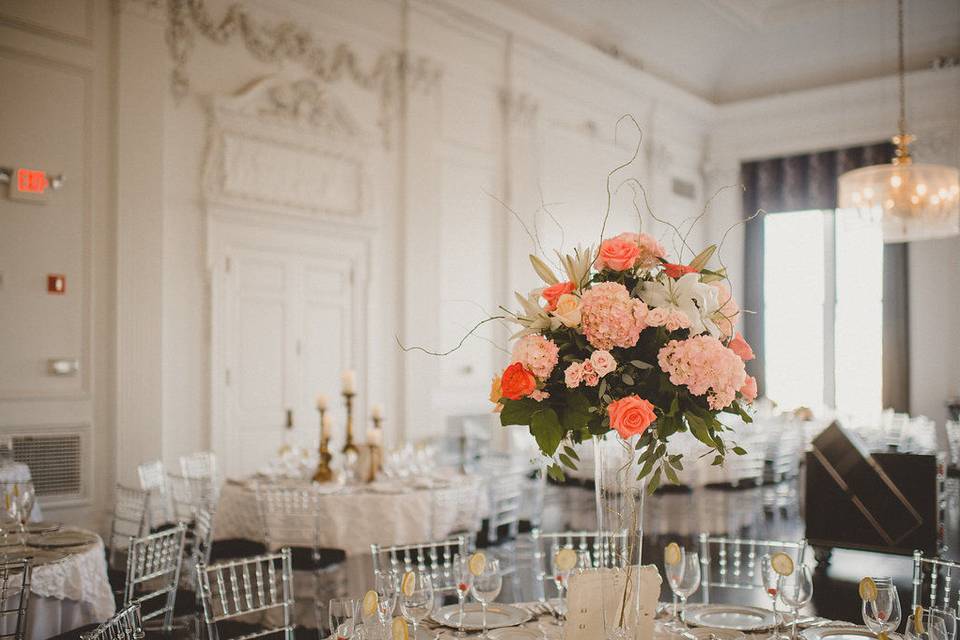 Round table with centerpiece