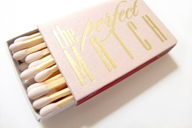 The Perfect Match Foil Stamped Wedding Favor Matchbox