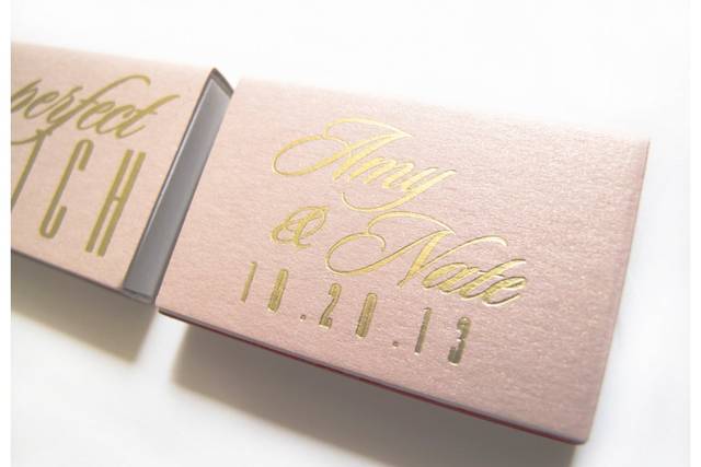 The Perfect Match Foil Stamped Wedding Favor Matchbox