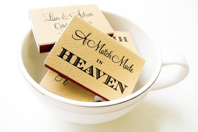 A Match Made in Heaven Foil Stamped Wedding Favor Matchbox