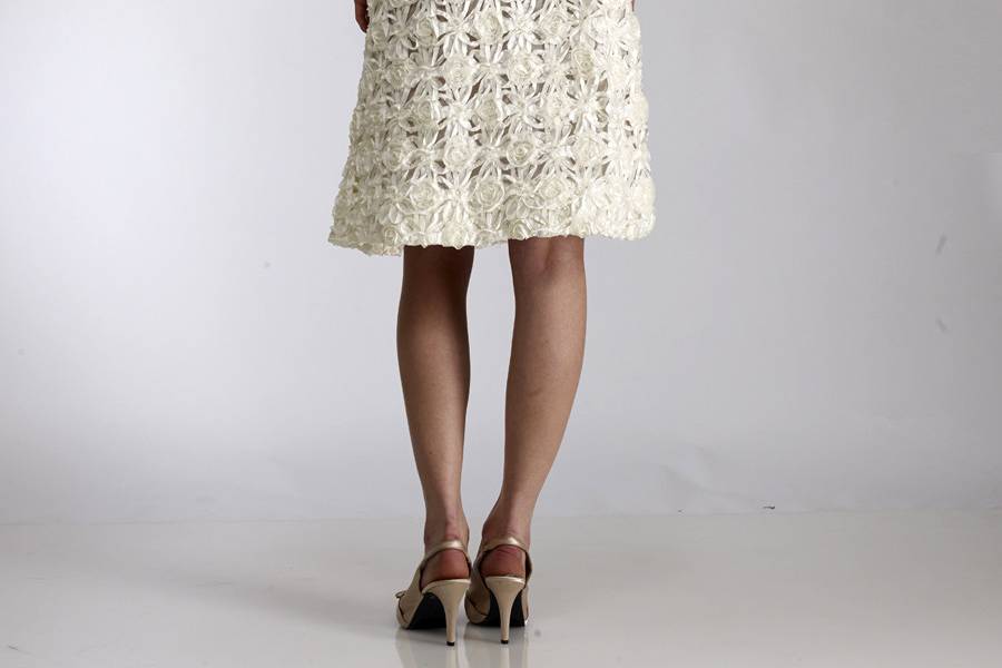 MuFrench Lace Shirt and Ribbon Taffeta Skirt.