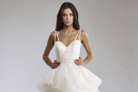 AliciaBeaded bodice with delicate beaded straps and tiered Organza skirt.