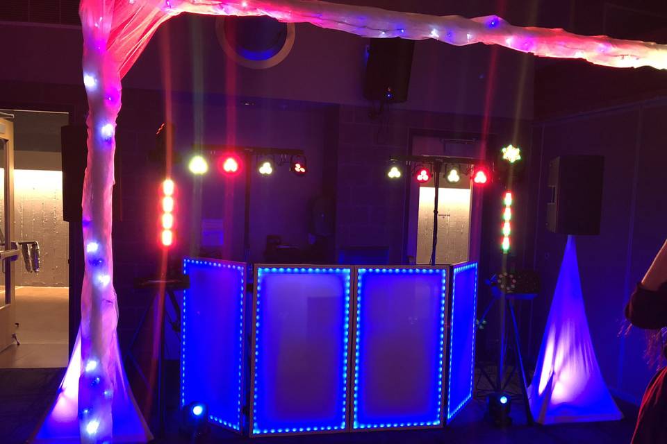 DJ booth lit up