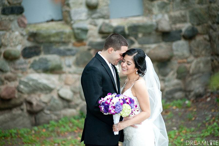 Groom kisses