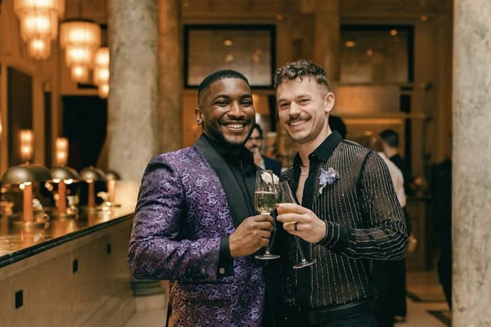 Custom Purple Brocade Tuxedo