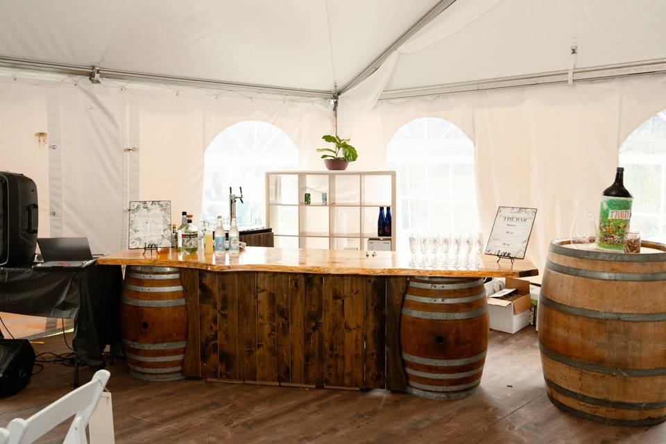 Indoor wedding tent bar