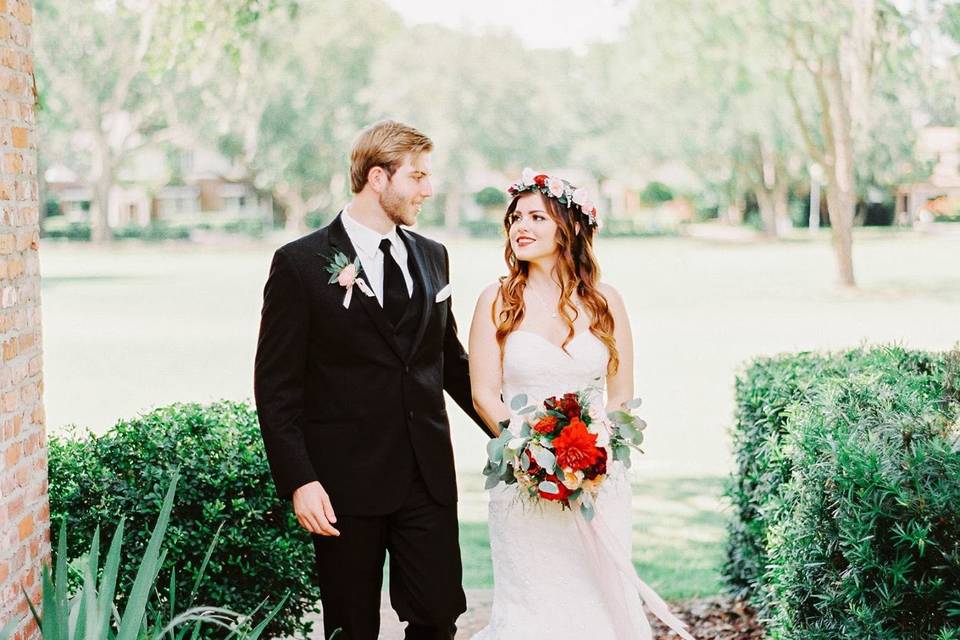 Newlyweds and the officiant