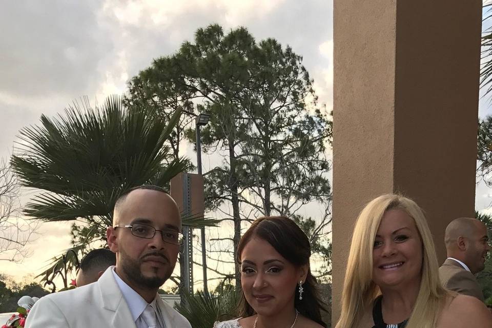 Bride holding her groom