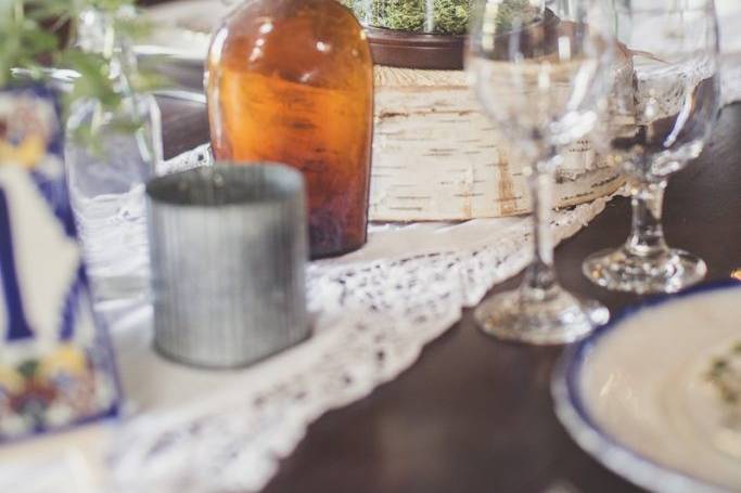 Table setup with centerpiece