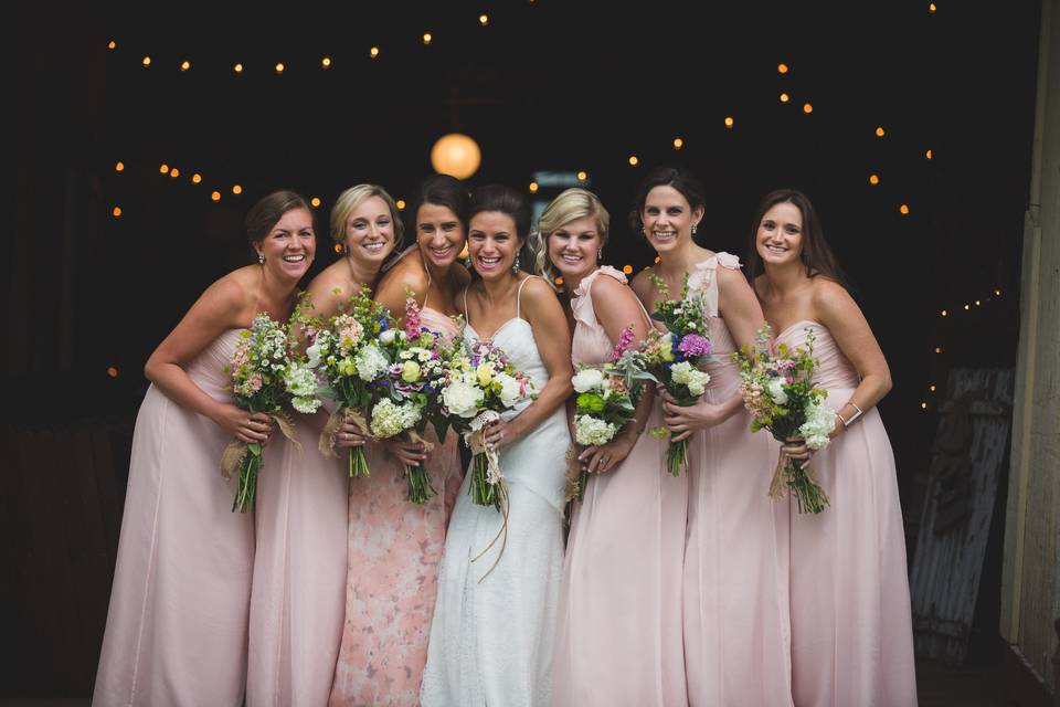 The bride with her bridesmaids