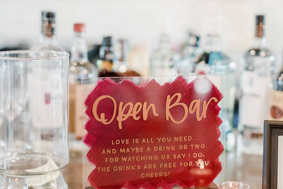 Open bar sign