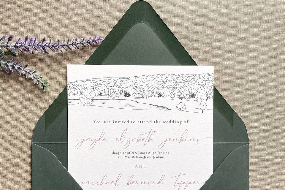 Custom line art invitation