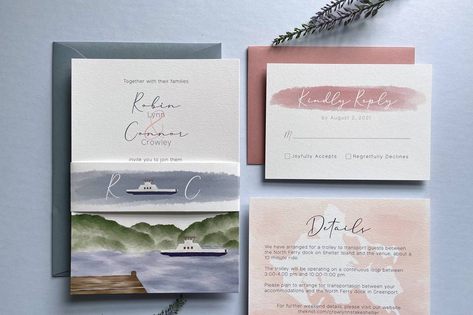 Shelter Island wedding invitat