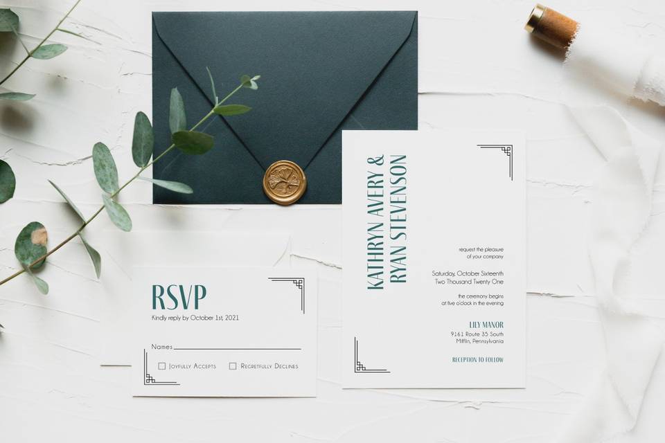 Green art-deco invitation