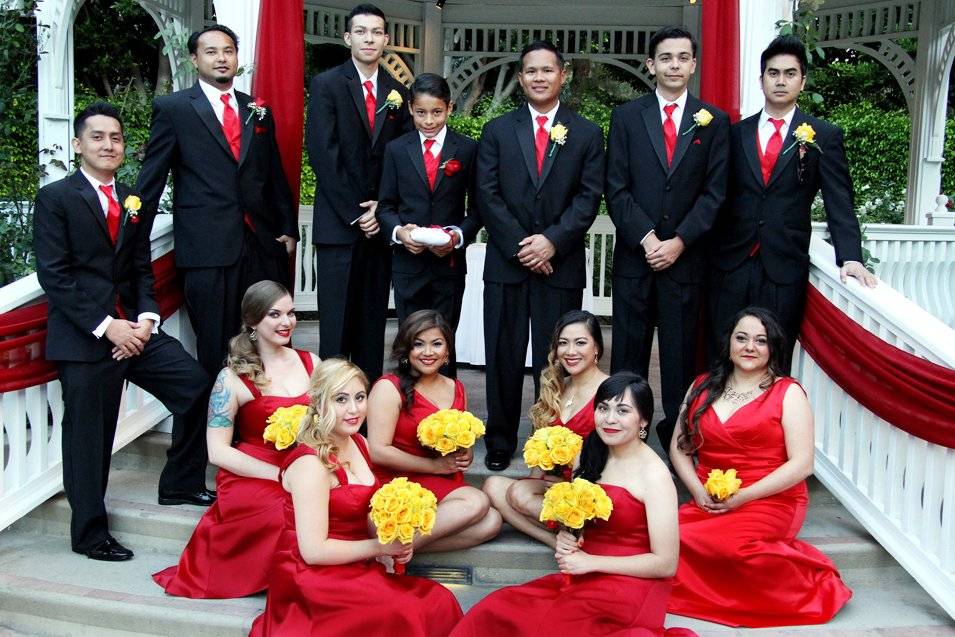 Wedding Party in red and black