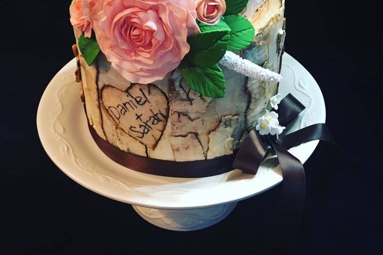 Two tier rustic wedding cake