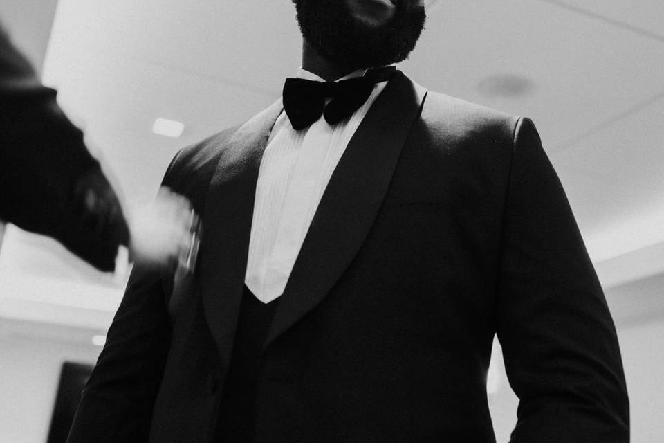 Groom getting ready