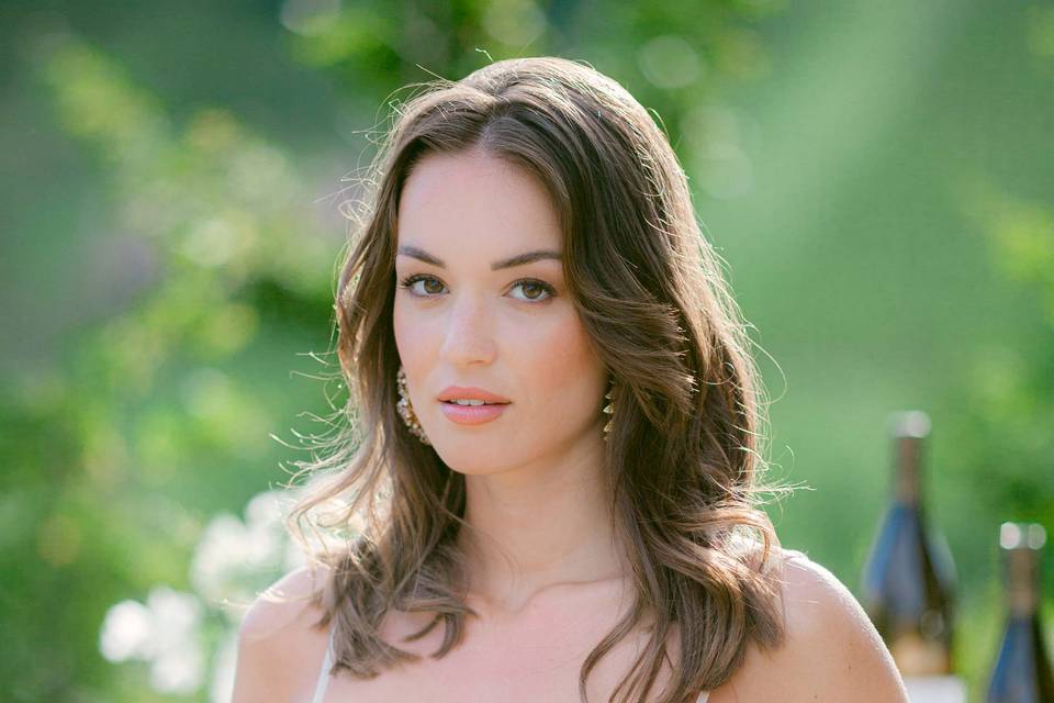 Bride and champagne glass