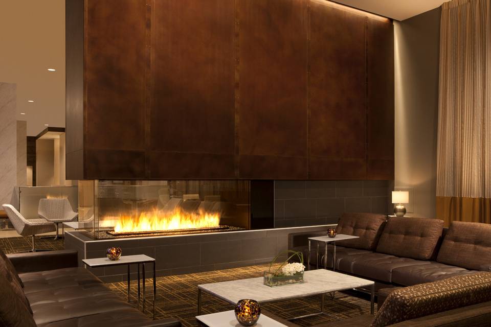 Cozy lobby fireplace