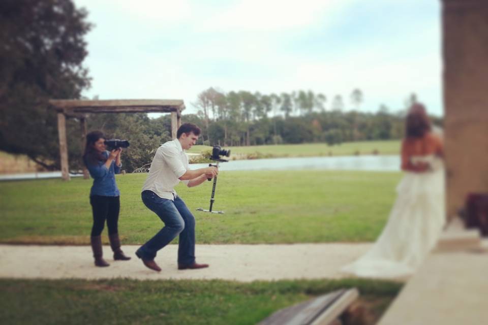 Photographers with bride