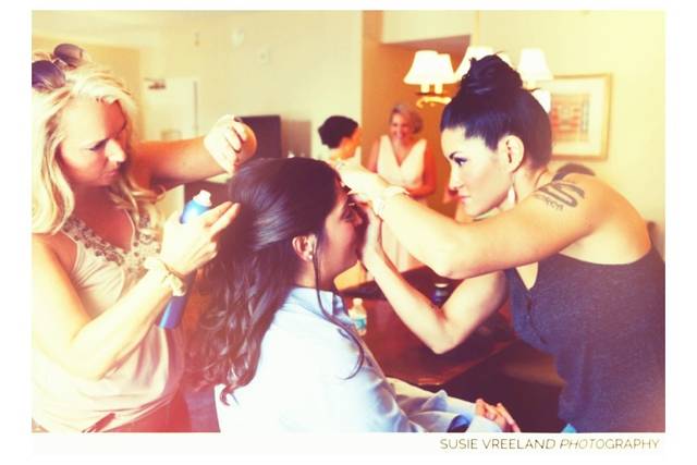 The bride getting ready