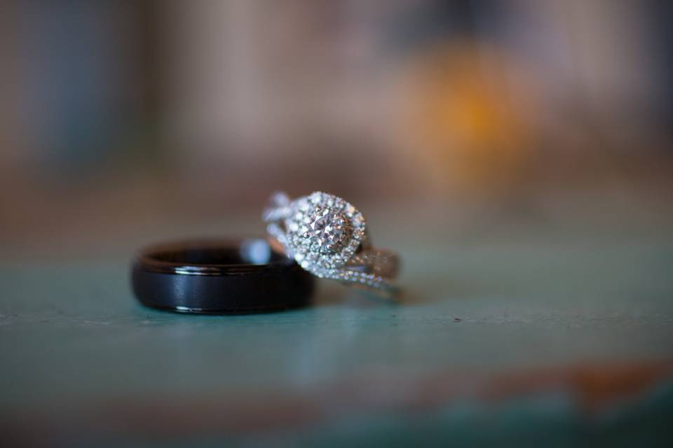 Diamond ring and wedding band - Magnolia Road Photography