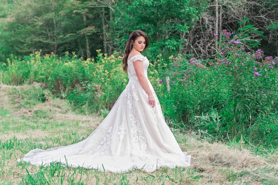 Bride in a field