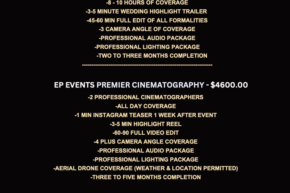 EP Videography Packages